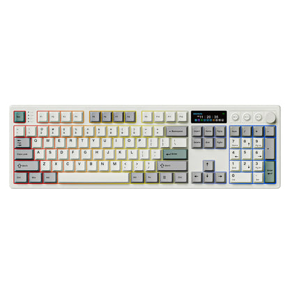 BOYI K104Pro Mechanical Keyboard with 2.2" Screen&Media Knob,Qmk/Via Custom Bt5.0/2.4Ghz/Type-C Gasket Mounted Hot Swap RGB Full Size Creamy Wireless Keyboard NKRO Gaming Keyboard