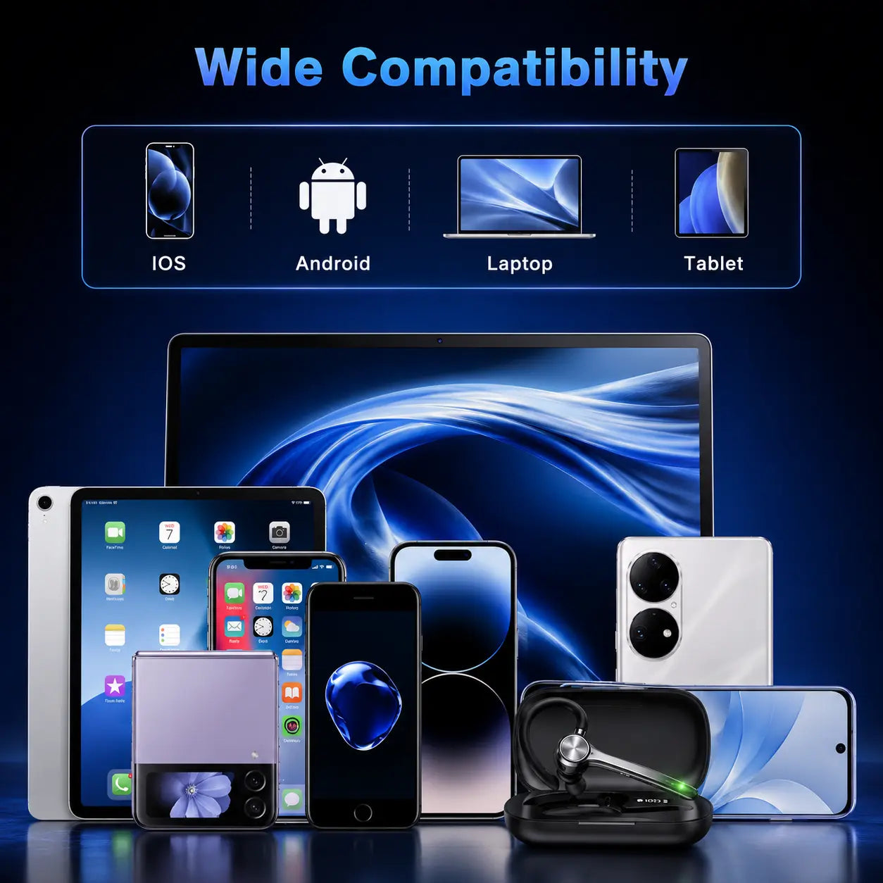 Bluetooth Headset, Wireless Earpiece with AI Noise Cancelling Mic, 500Mah LED Display Charging Case, up to 72H Talk Time, USB Dongle and Mute Button for Trucker Office Computer Phone, G7 Tiktokshopbacktoschool,Back to School,Back to School Haul