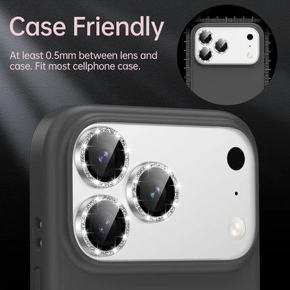 Camera Protector with Sparkling Diamond Design for Iphone17/16/15/14/13/Promax/Pro/Plus/Air Tempered Glass Screen Protector with Shimmering Diamond Details Scratch-Resistant Easy to Install Exquisite Mobile Accessory for Long-Lasting Smartphone Protection