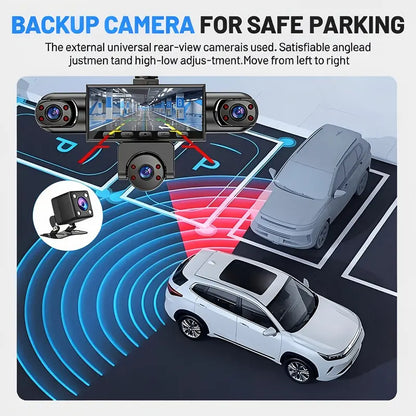 Dash Cam 5 Lens 1080P Full 360 Degree Comprehensive Coverage 5 Channel Camera Front Rear Left Right Inner View Screen Reverse Image Loop Recording Parking Monitor Wide Angle 64GB Storage Vehicle Installed Not Rechargeable Power Sohochic