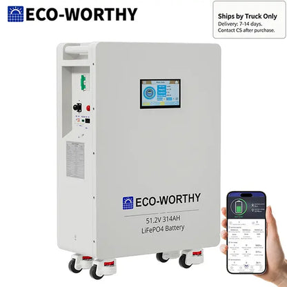 ECO-WORTHY 48V 314Ah Lifepo4 Lithium Battery with Lifepo4 Cells, 16.1Kwh High-Capacity Home Energy Storage, Equipped with Breakers and RS485/CAN/RS232 Interfaces