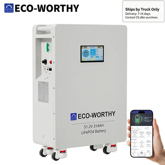 ECO-WORTHY 48V 314Ah Lifepo4 Lithium Battery with Lifepo4 Cells, 16.1Kwh High-Capacity Home Energy Storage, Equipped with Breakers and RS485/CAN/RS232 Interfaces