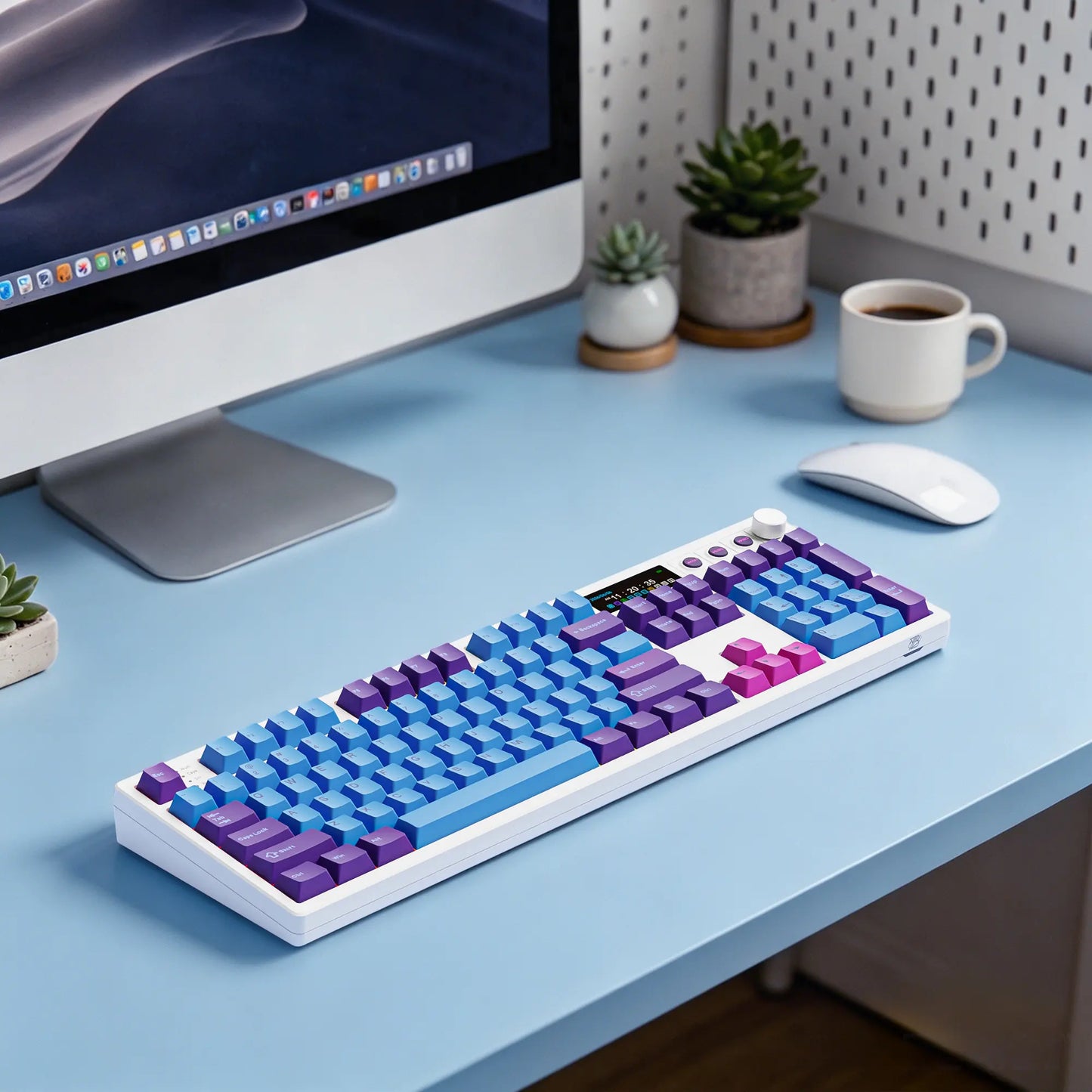 BOYI K104Pro Mechanical Keyboard with 2.2" Screen&Media Knob,Qmk/Via Custom Bt5.0/2.4Ghz/Type-C Gasket Mounted Hot Swap RGB Full Size Creamy Wireless Keyboard NKRO Gaming Keyboard