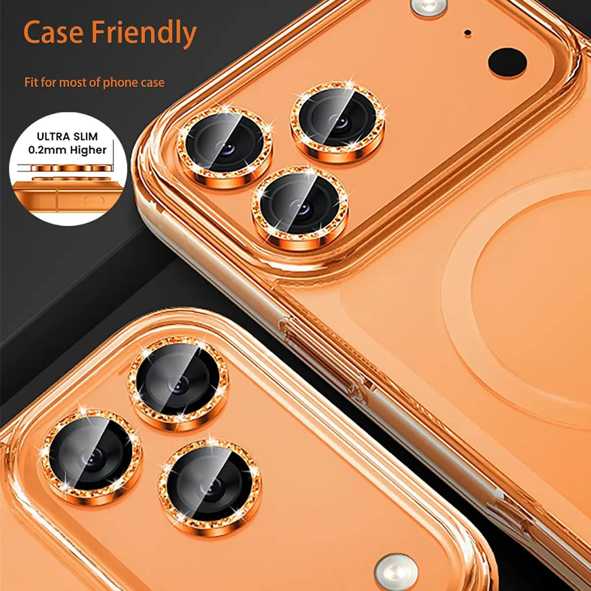 Camera Protector with Sparkling Diamond Design for Iphone17/16/15/14/13/Promax/Pro/Plus/Air Tempered Glass Screen Protector with Shimmering Diamond Details Scratch-Resistant Easy to Install Exquisite Mobile Accessory for Long-Lasting Smartphone Protection