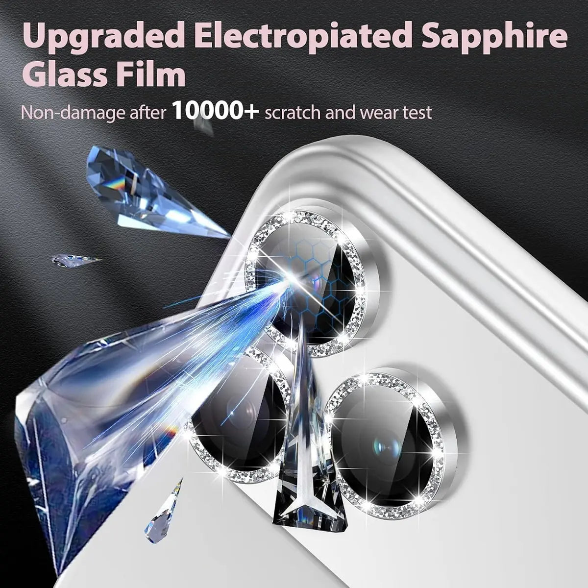 Camera Protector with Sparkling Diamond Design for Iphone17/16/15/14/13/Promax/Pro/Plus/Air Tempered Glass Screen Protector with Shimmering Diamond Details Scratch-Resistant Easy to Install Exquisite Mobile Accessory for Long-Lasting Smartphone Protection