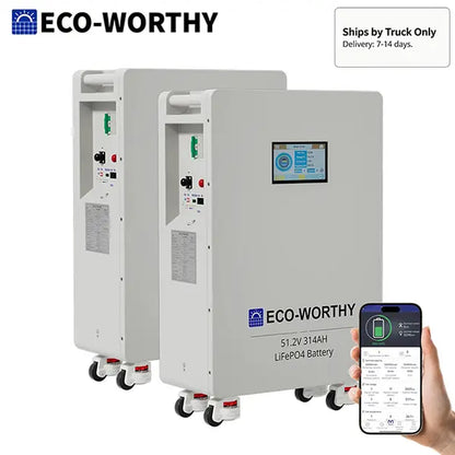 ECO-WORTHY 48V 314Ah Lifepo4 Lithium Battery with Lifepo4 Cells, 16.1Kwh High-Capacity Home Energy Storage, Equipped with Breakers and RS485/CAN/RS232 Interfaces
