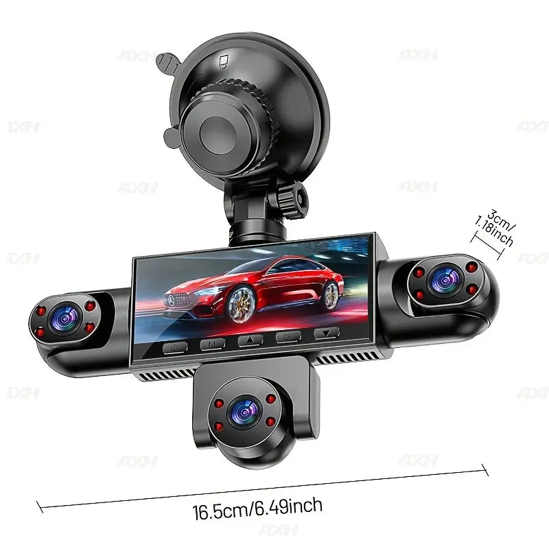 Dash Cam 5 Lens 1080P Full 360 Degree Comprehensive Coverage 5 Channel Camera Front Rear Left Right Inner View Screen Reverse Image Loop Recording Parking Monitor Wide Angle 64GB Storage Vehicle Installed Not Rechargeable Power Sohochic
