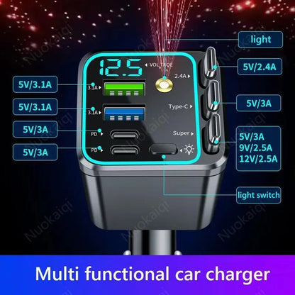 120W Max Multi-Port Charging Power Hub - High Speed Fast Charger, Vehicle/Auto Accessories, PD20W USB-A 65W, Tangle-Free Retractable Cables, Starry LED 1-Click Galaxy Projector for Phone Pad Laptop Car, High Speed Charger, Vehicle Accessories
