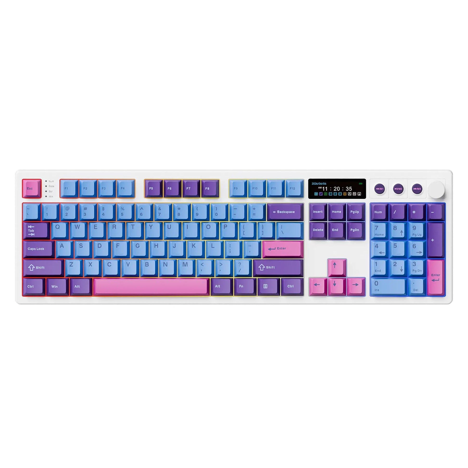 BOYI K104Pro Mechanical Keyboard with 2.2" Screen&Media Knob,Qmk/Via Custom Bt5.0/2.4Ghz/Type-C Gasket Mounted Hot Swap RGB Full Size Creamy Wireless Keyboard NKRO Gaming Keyboard