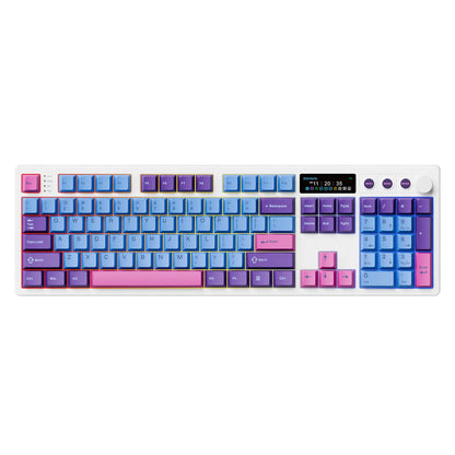 BOYI K104Pro Mechanical Keyboard with 2.2" Screen&Media Knob,Qmk/Via Custom Bt5.0/2.4Ghz/Type-C Gasket Mounted Hot Swap RGB Full Size Creamy Wireless Keyboard NKRO Gaming Keyboard