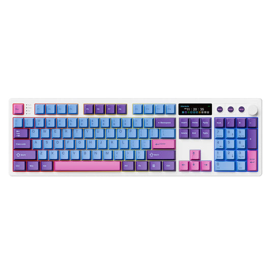 BOYI K104Pro Mechanical Keyboard with 2.2" Screen&Media Knob,Qmk/Via Custom Bt5.0/2.4Ghz/Type-C Gasket Mounted Hot Swap RGB Full Size Creamy Wireless Keyboard NKRO Gaming Keyboard